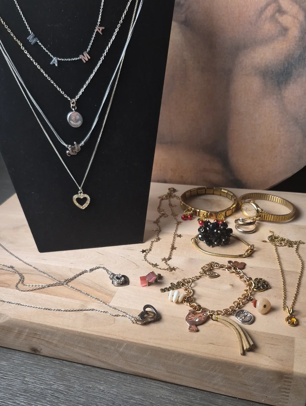 Layered Silver and Gold Heart Pendant Necklace Set - Women Jewelry